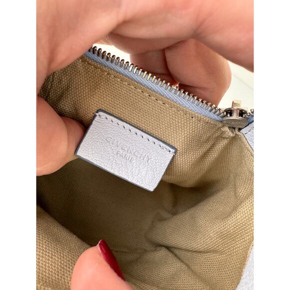 GIVENCHY Paris Blue Mini Pandora Charm Box Leather Zipper Closure Square NEW - Picture 5 of 8